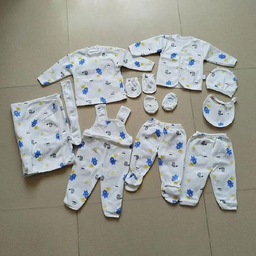 11 Pieces Unisex Cotton Newborn Baby Receiving Set With;2 sweaters(1 buttoned,1 round neck),2 pairs of pants(1 closed leg,one open leg),1 Romper,1 receiving blanket,Bib,Hat,Mitten,Belt,Socks(Assorted)