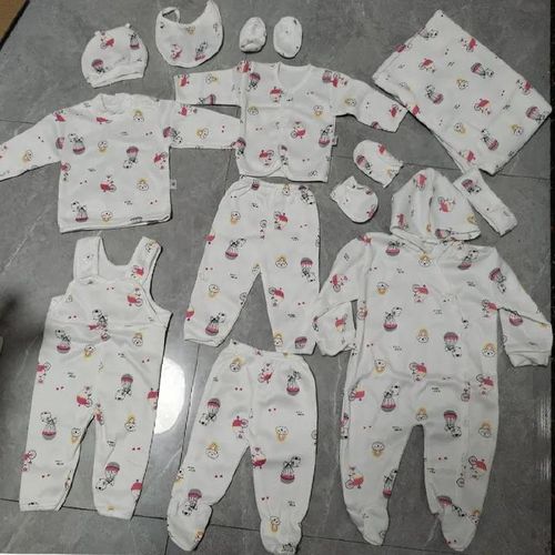 11 Pieces Unisex Cotton Newborn Baby Receiving Set With;2 sweaters(1 buttoned,1 round neck),2 pairs of pants(1 closed leg,one open leg),1 Romper,1 receiving blanket,Bib,Hat,Mitten,Belt,Socks(Assorted)