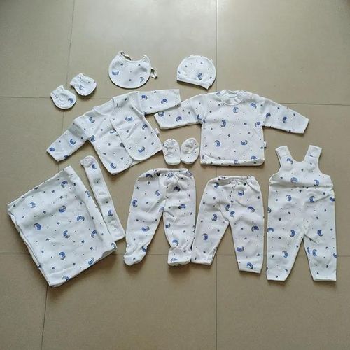 11 Pieces Unisex Cotton Newborn Baby Receiving Set With;2 sweaters(1 buttoned,1 round neck),2 pairs of pants(1 closed leg,one open leg),1 Romper,1 receiving blanket,Bib,Hat,Mitten,Belt,Socks(Assorted)