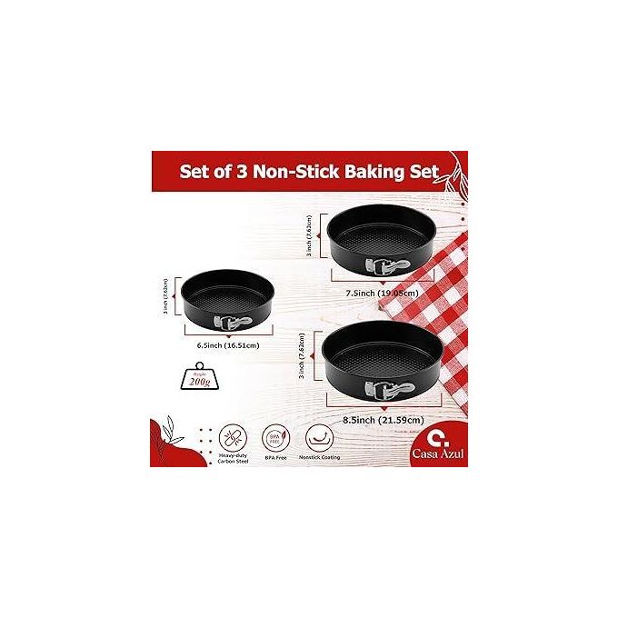 High quality Nonstick round shape 3in1 baking tins- this set allows you to create beautiful cakes for any occasion