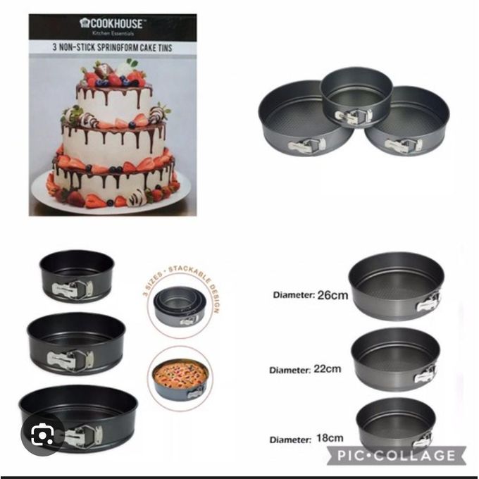 High quality Nonstick round shape 3in1 baking tins- this set allows you to create beautiful cakes for any occasion