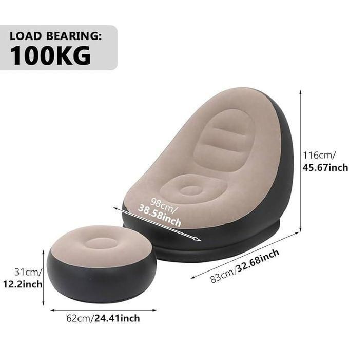 2in1 inflatable sofa with foot rest stool and manual pump-the ultimate combination of relaxation, portability, and functionality. easy to carry, move, or store when not in use