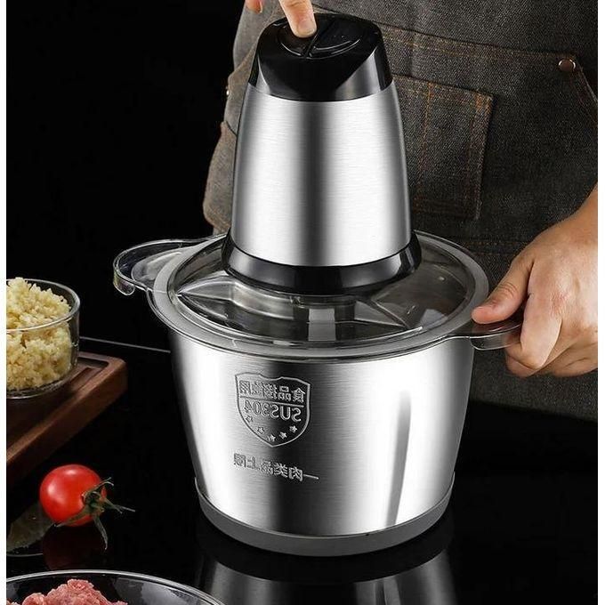 3 Litre Electric Food Chopper/Meat Processor Vegetable Onion Grinder chopping machine, 2 Speed Setting, Detachable Stainless Steel Quad 4 Blades, Power Rating 800 Watt Silver