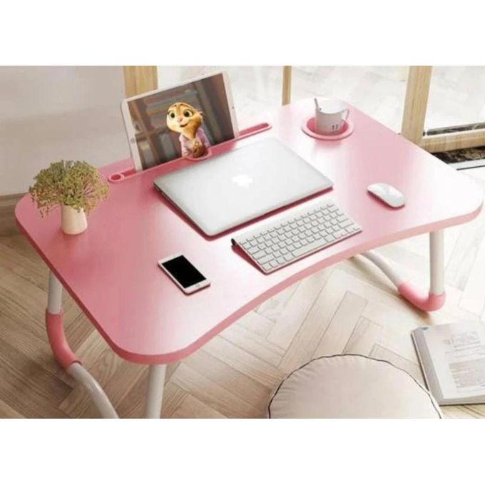 Multi-purpose foldable portable laptop desk study table with tablet slot and drink slot