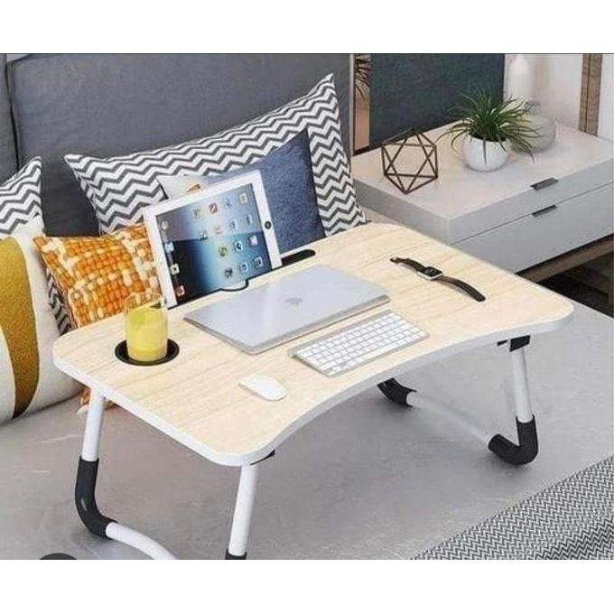 Multi-purpose foldable portable laptop desk study table with tablet slot and drink slot
