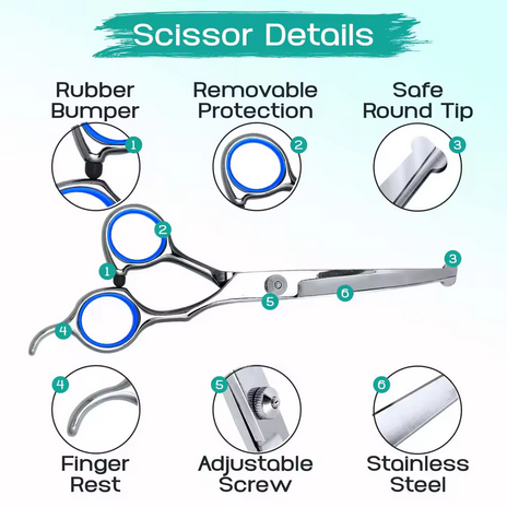 4 in 1 Professional Dogs Grooming Scissors Set Stainless Steel Dog and Cat Hair Thinning Shears with Safety Round Tip for Pet