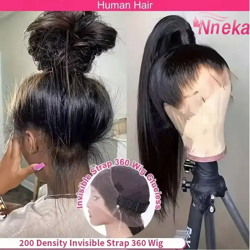 360 Hd Lace Frontal Wigs Lace Wig Straight Human Hair Wigs 360 lace Glueless Straight Human Hair Wigs For Women 200%