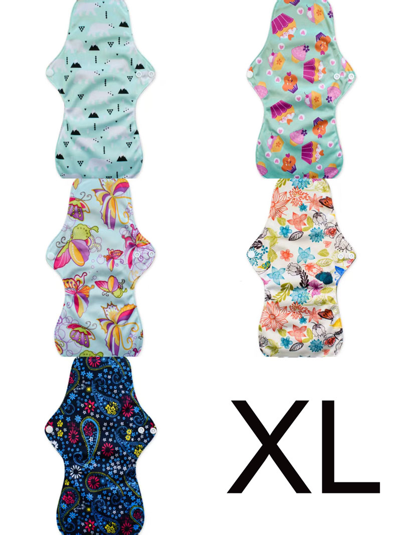 5PCs--Charcoal Menstrual Pads Fast Absorbent Waterproof Panty Liner Washable Cloth Napkin Reusable Sanitary Pads Dropship （Random color delivery.）