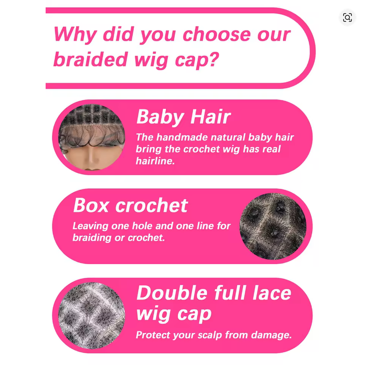 Premium Nylon Wig Cap for Women ，DIY Weaving，Breathable & Comfortable，Double Full Lace Crochet Wig Cap with Baby Hair