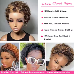 Pixie Cut Wig Human Hair 13x1 Lace Frontal Wigs Human Hair Short Bob Human Hair Wigs For Black Women Lace Front Human Hair Wig