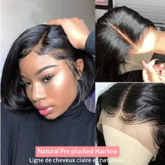 250% Human Hair Wigs Brazilian Remy Bone Straight Short Bob Wig For Women 14 Inch 13x6 Straight Lace Frontal Bob Wig Pre Plucked