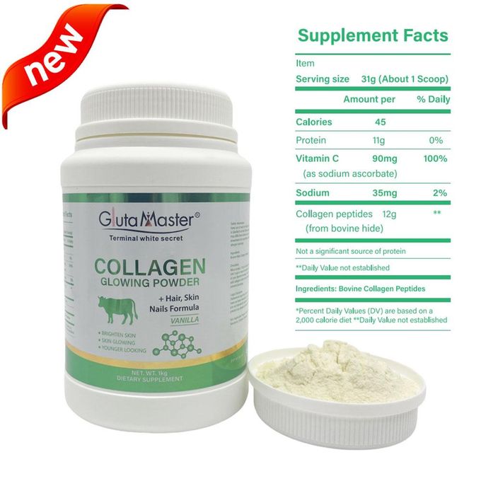 Gluta Master Collagen Glowing Powder - Hair, Skin & Nails Formula (Vanilla)