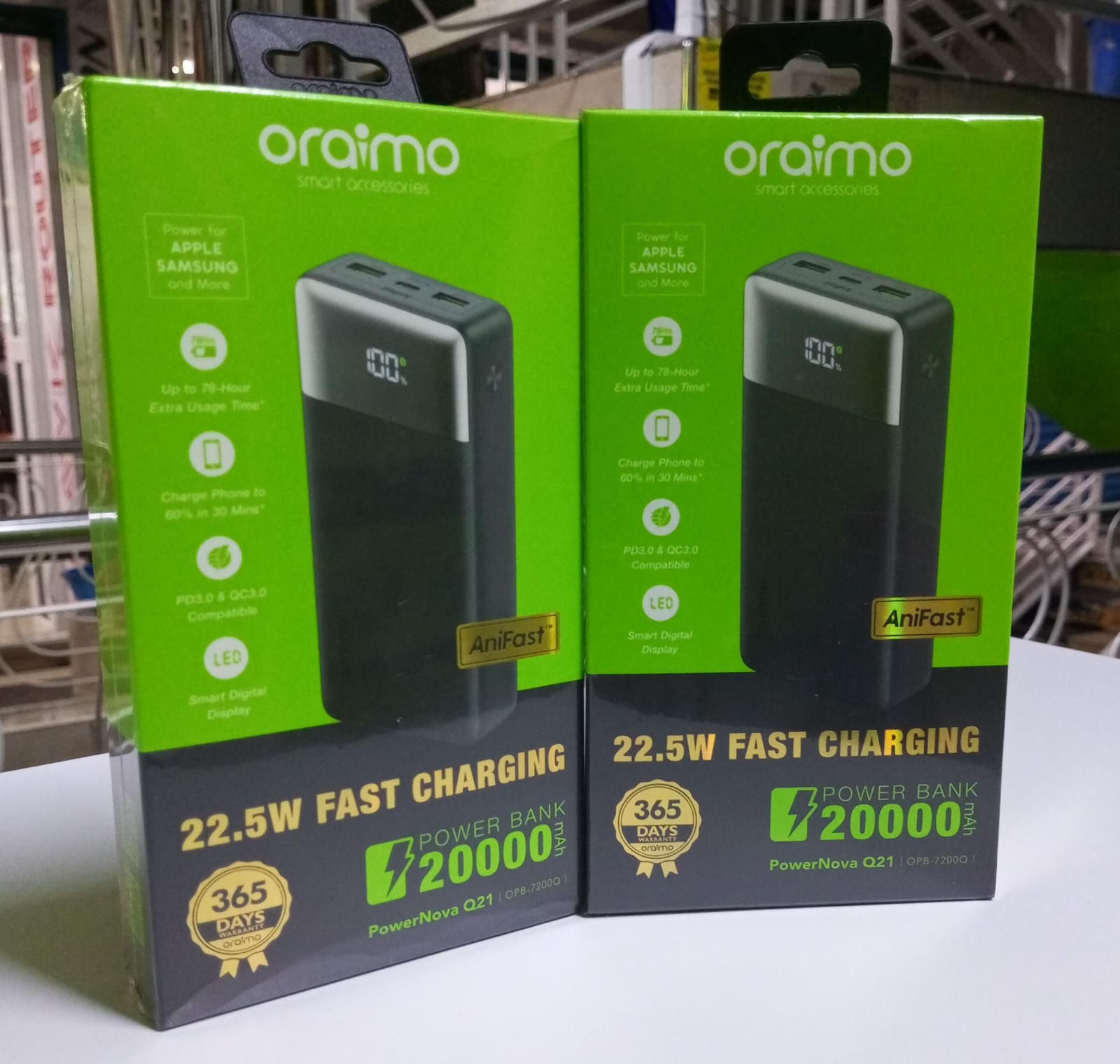 Oraimo 20,000mAh power bank, 22.5W fast charging