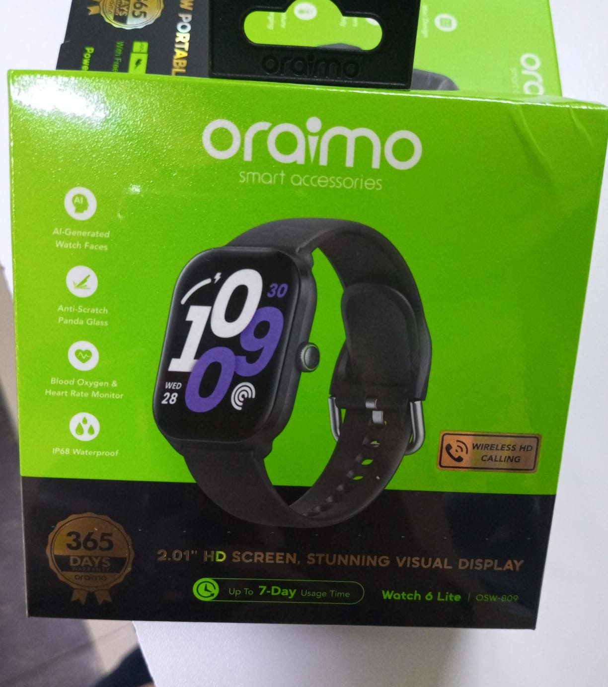 Oraimo smart watch lite
heart rate and blood oxygen monitoring
Anti scratch, panda glass
IP68 water proof