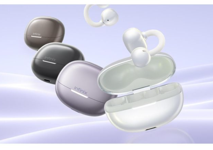 Infinix ZClip Open-Ear Wireless Earphones, Bluetooth 5.4 Earbuds with Transparent Charging Case & 25H Playtime