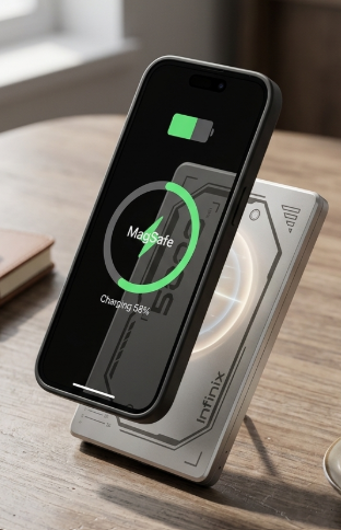 Infinix Mag Power XP06 5000mAh Magnetic Wireless Power Bank, 15W Fast Wireless Charging & Type-C Dual Mode Portable Charger