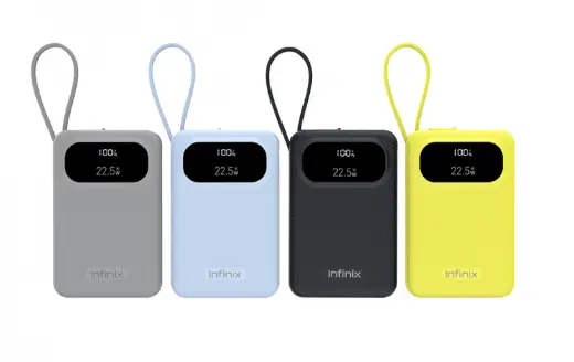 Infinix XPower 10 Pro 10000mAh Power Bank, 22.5W Fast Charging with Built-in Type-C Cable & LED Display