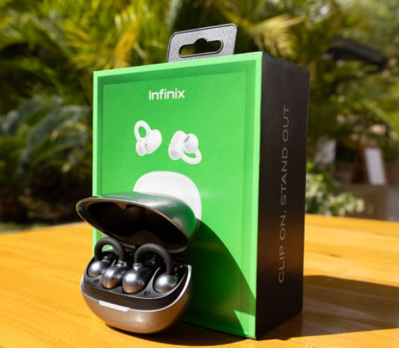 Infinix ZClip Open-Ear Wireless Earphones, Bluetooth 5.4 Earbuds with Transparent Charging Case & 25H Playtime