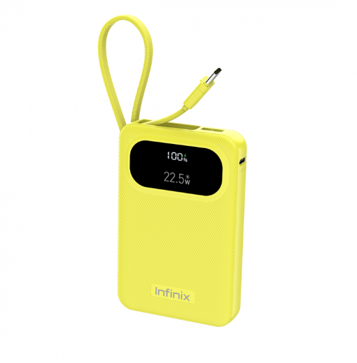 Infinix XPower 10 Pro 10000mAh Power Bank, 22.5W Fast Charging with Built-in Type-C Cable & LED Display