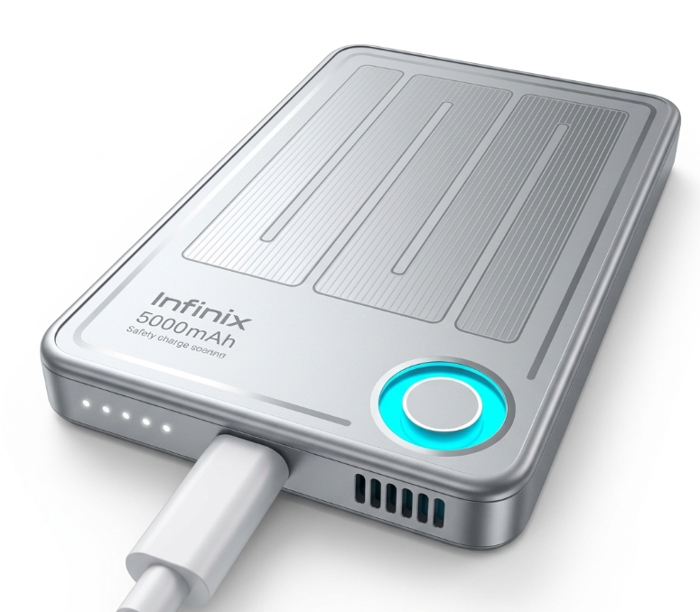 Infinix Mag Power XP06 Pro 5000mAh Magnetic Wireless Power Bank, 20W PD/QC Fast Charging Slim Portable Charger