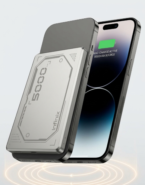 Infinix Mag Power XP06 5000mAh Magnetic Wireless Power Bank, 15W Fast Wireless Charging & Type-C Dual Mode Portable Charger