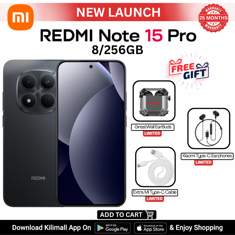 [ New Arrival ] REDMI NOTE 15 PRO Smartphone 6.77" AMOLED display 8+256GB  Dual SIM 200MP main camera 32MP front camera 6500mAh battery 45W  In-screen fingerprint Water & Dust Resistant