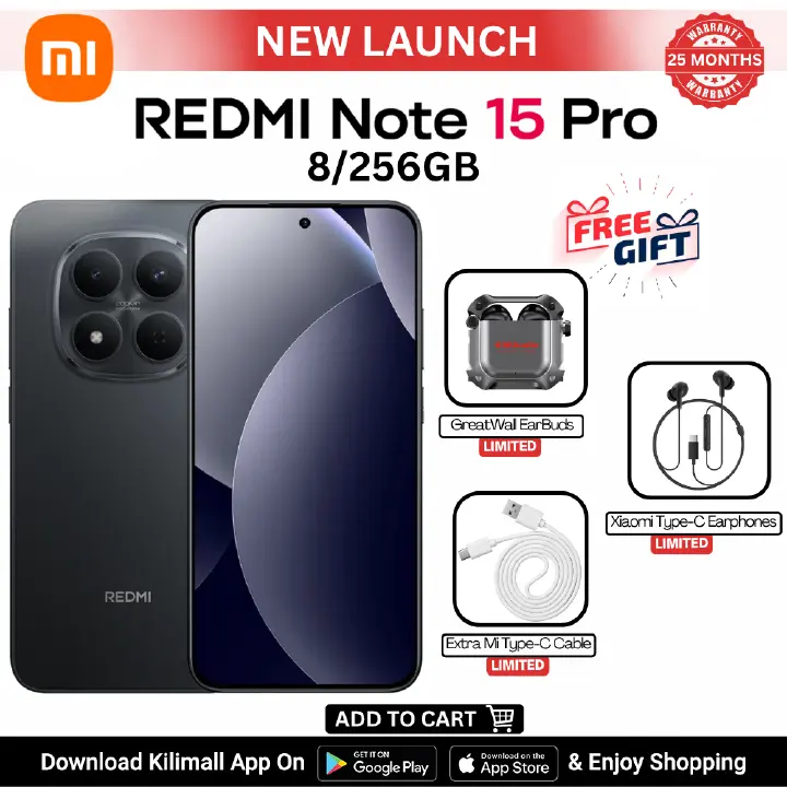 [ New Arrival ] REDMI NOTE 15 PRO Smartphone 6.77" AMOLED display 8+256GB  Dual SIM 200MP main camera 32MP front camera 6500mAh battery 45W  In-screen fingerprint Water & Dust Resistant
