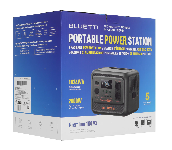 BLUETTI Premium 100 V2 Portable Power Station -  2000W 1024Wh Solar Generator – Fast Charging LiFePO4 Backup Power Supply for Home, Office, Camping Kenya