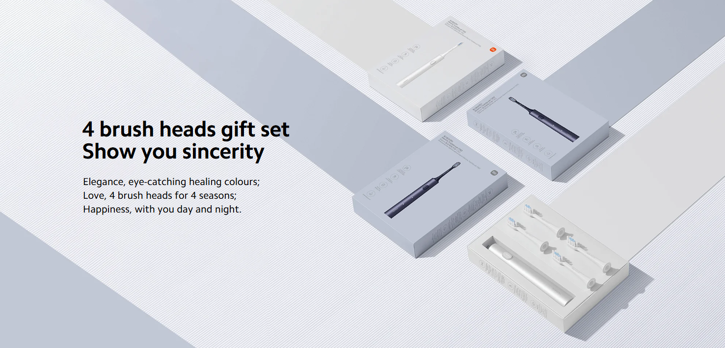 Xiaomi T302 Sonic Electric Toothbrush - 150 Days Battery Life, IPX8 Waterproof, 4 Cleaning Modes, Rechargeable Wireless Dental Care Smart Toothbrush (Silver Gray/Dark Blue)