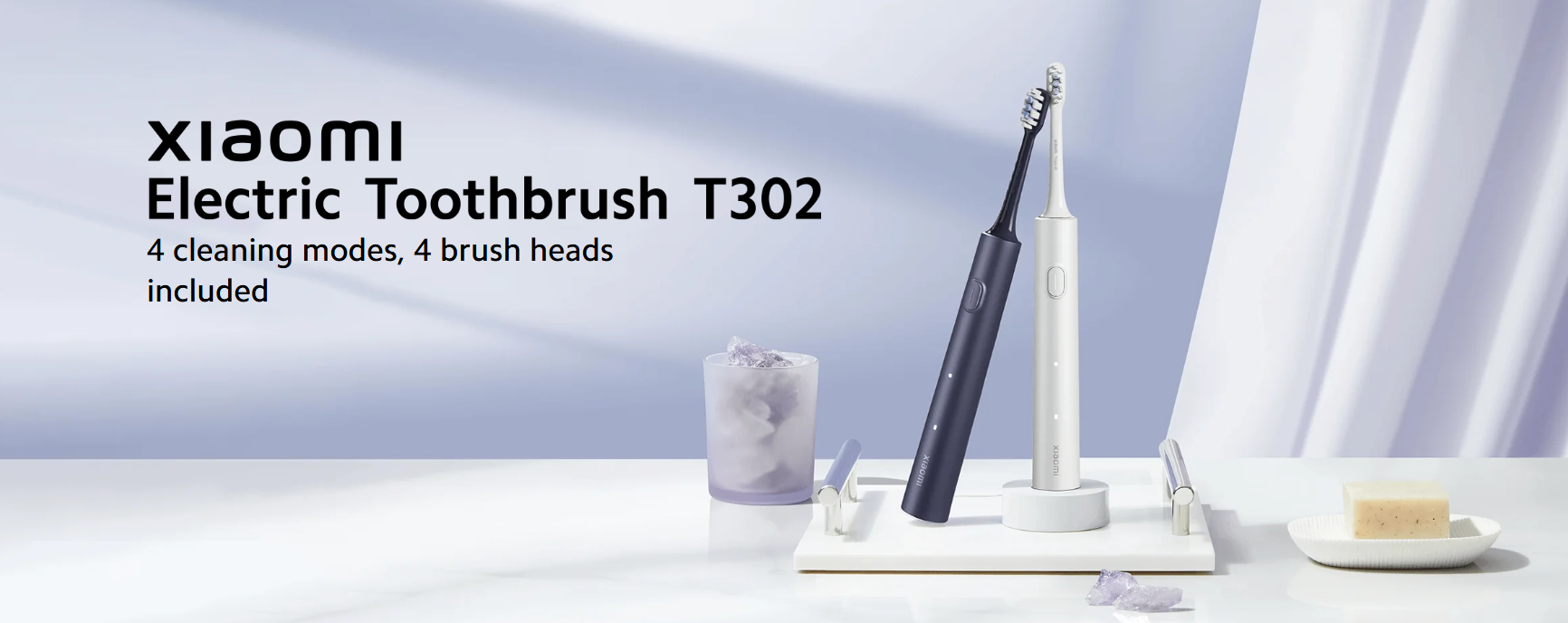Xiaomi T302 Sonic Electric Toothbrush - 150 Days Battery Life, IPX8 Waterproof, 4 Cleaning Modes, Rechargeable Wireless Dental Care Smart Toothbrush (Silver Gray/Dark Blue)