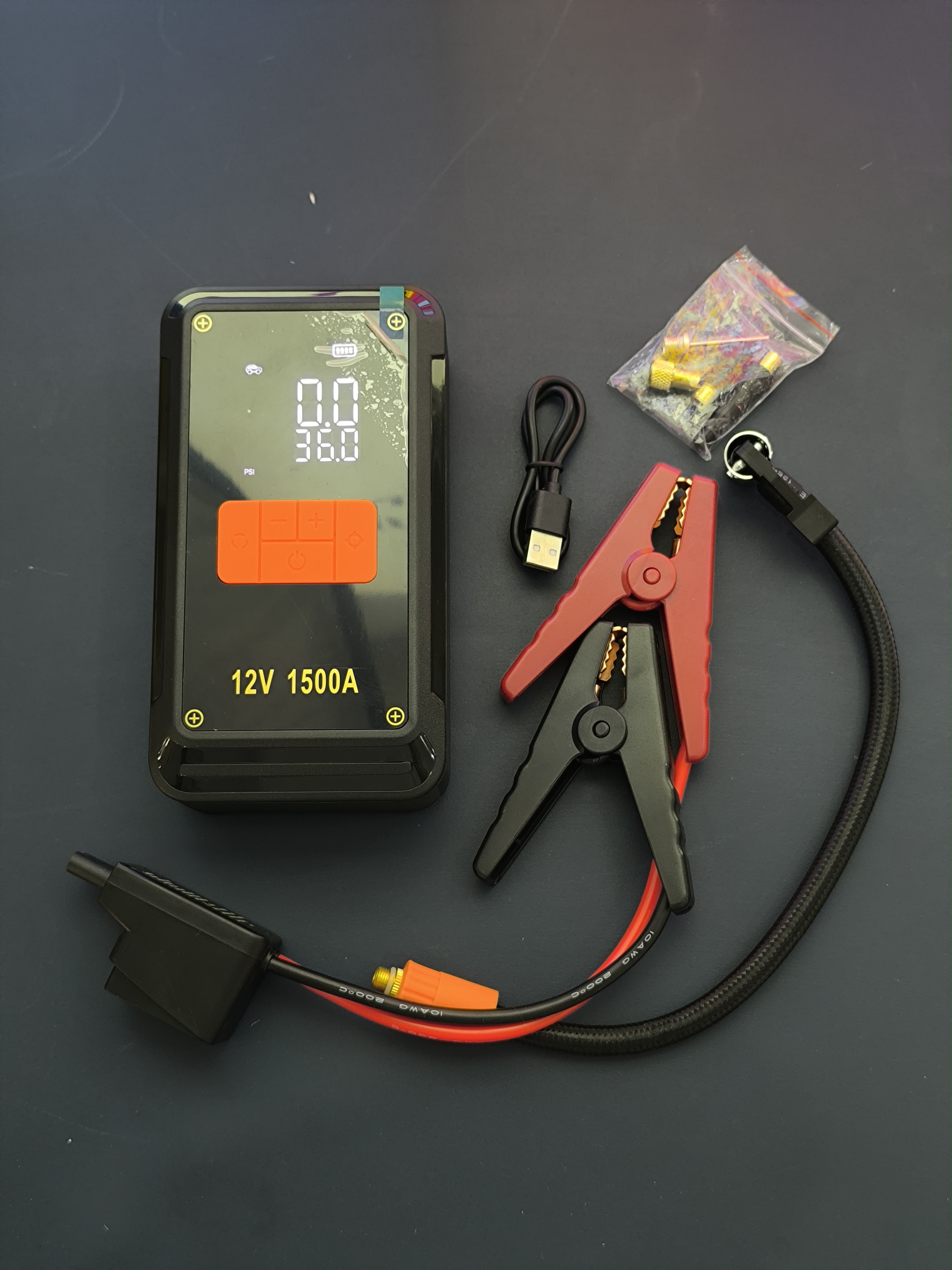 Melody C1 4-in-1 Portable Car Jump Starter & Air Compressor - 8000mAh Power Bank & LED Emergency Light.