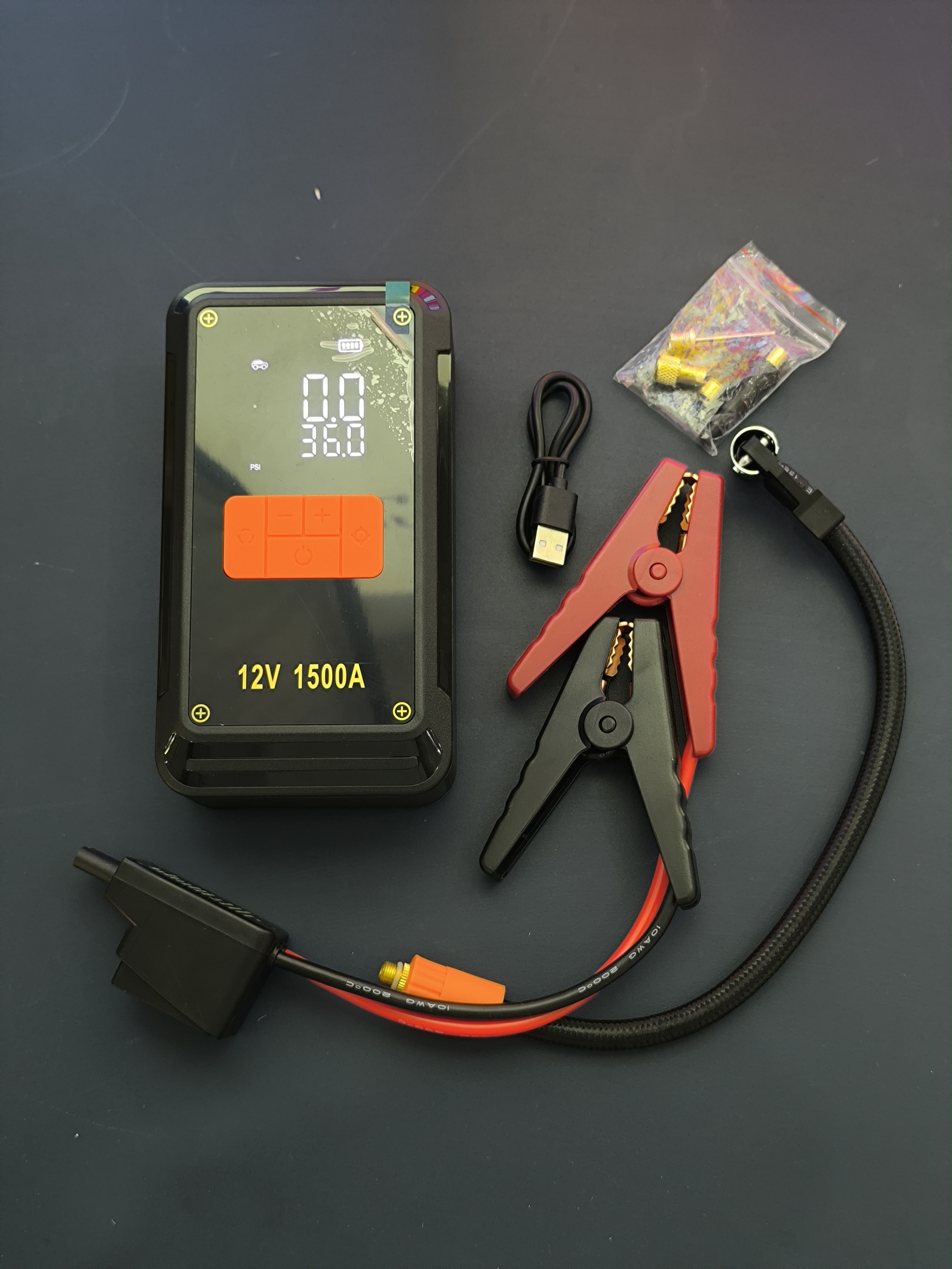 Melody C1 4-in-1 Portable Car Jump Starter & Air Compressor - 8000mAh Power Bank & LED Emergency Light.