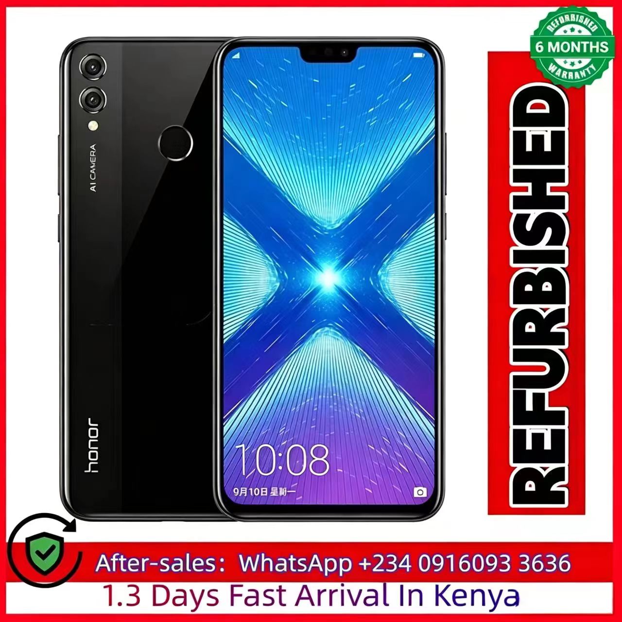 Refurbished Honor 8X 128+6gb Smart Phone 6.5 inch Dual SIM 4G 3750mAh Phones