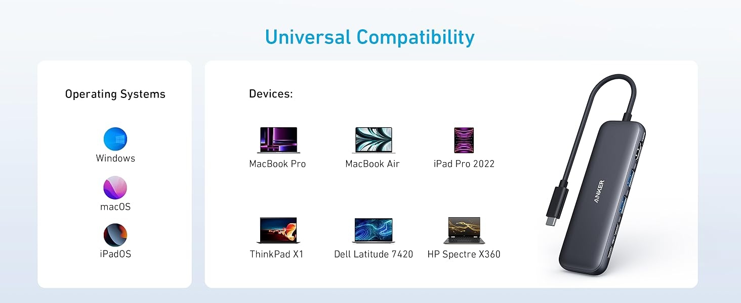 【Anker Official】Anker 332 USB-C Hub (5-in-1) - Black ~ Compact Hub with 4K HDMI 5 Gbps USB-C Data Port and 2 5 Gbps USB-A Data Ports for MacBook Pro, MacBook Air, Dell XPS, Lenovo Thinkpad,HP Laptops