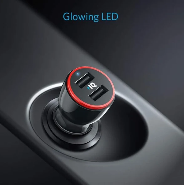 [ Special Deal ]  POWERDRIVE 2 24W 2-PORT CAR CHARGER - Compact Fast Car Adapter for iPhone & Android with PowerIQ Fast Charging (Black) Multi-Device Charger
