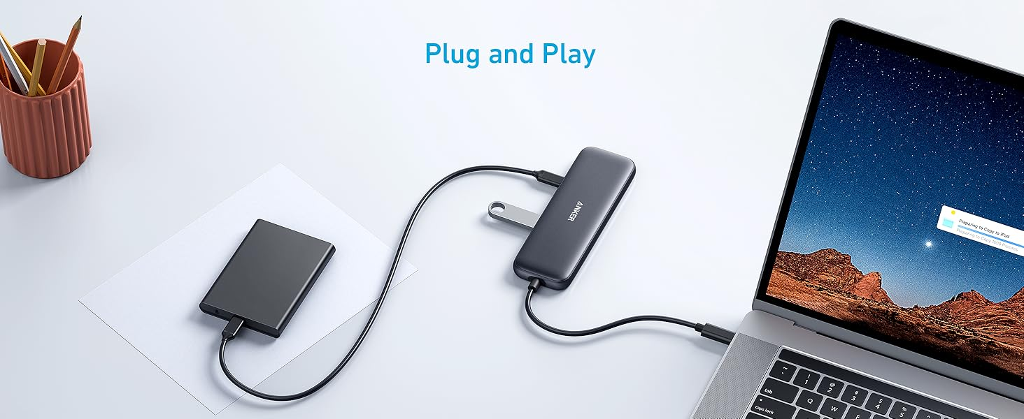 【Anker Official】Anker 332 USB-C Hub (5-in-1) - Black ~ Compact Hub with 4K HDMI 5 Gbps USB-C Data Port and 2 5 Gbps USB-A Data Ports for MacBook Pro, MacBook Air, Dell XPS, Lenovo Thinkpad,HP Laptops