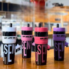 900ml Large Capacity Tumbler With Straw Portable Plastic Water Bottle Leakproof Non-Toxic Sports Bottle For Gym Fitness Camping Travel BPA Free