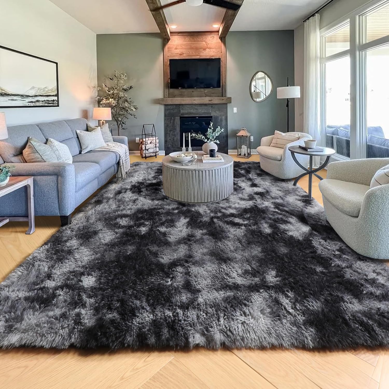 5 By 8(160*200cm) Super Soft Fluffy Carpet Area Rugs for Living Room, Bedroom Shaggy Large Rugs Modern Floor Carpet, with Anti-slip Sticker