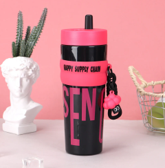 900ml Large Capacity Tumbler With Straw Portable Plastic Water Bottle Leakproof Non-Toxic Sports Bottle For Gym Fitness Camping Travel BPA Free