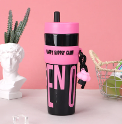 900ml Large Capacity Tumbler With Straw Portable Plastic Water Bottle Leakproof Non-Toxic Sports Bottle For Gym Fitness Camping Travel BPA Free