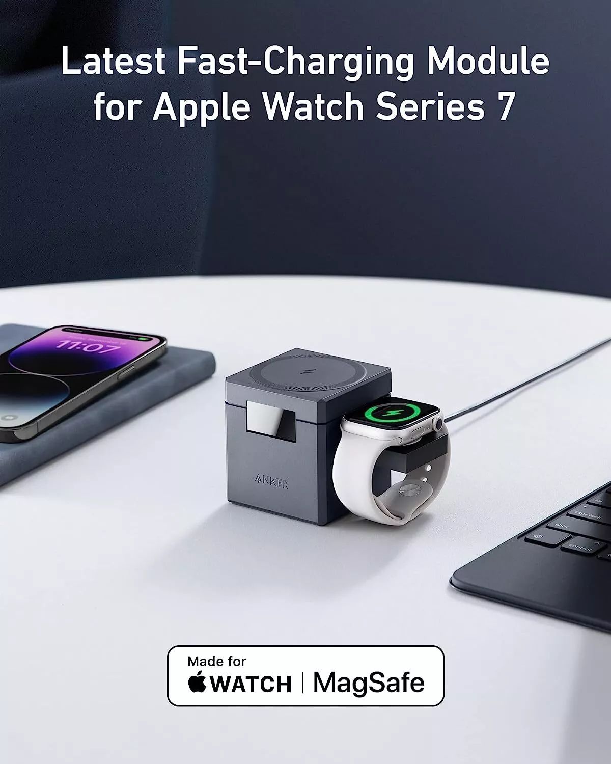 [ Special Offer ] Anker 3-in-1 Cube with MagSafe -  Foldable Wireless Charger for iPhone, Apple Watch & AirPods (30W USB-C Included).