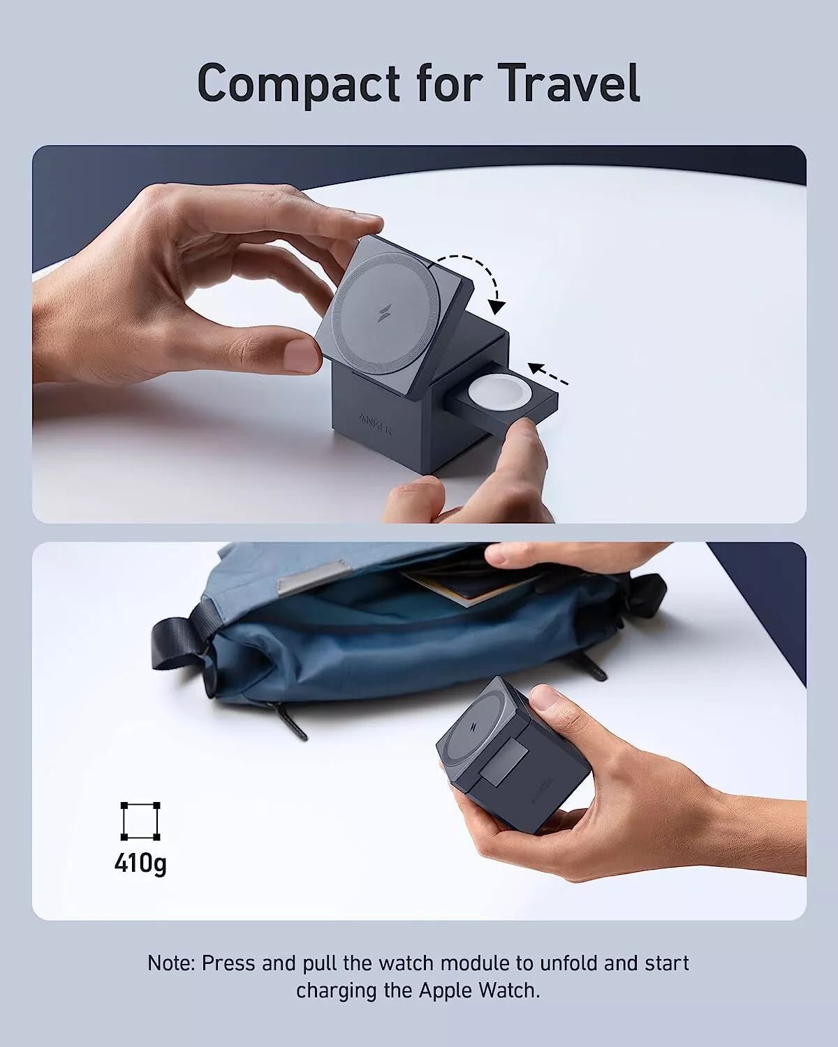 [ Special Offer ] Anker 3-in-1 Cube with MagSafe -  Foldable Wireless Charger for iPhone, Apple Watch & AirPods (30W USB-C Included).