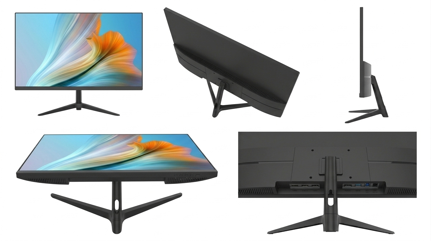 { New Arrival } Leaderhub 24 Inch Frameless Desktop Monitor 1080P Full HD 75Hz Refresh Rate HDMI VGA Ports Office & Gaming Screen
