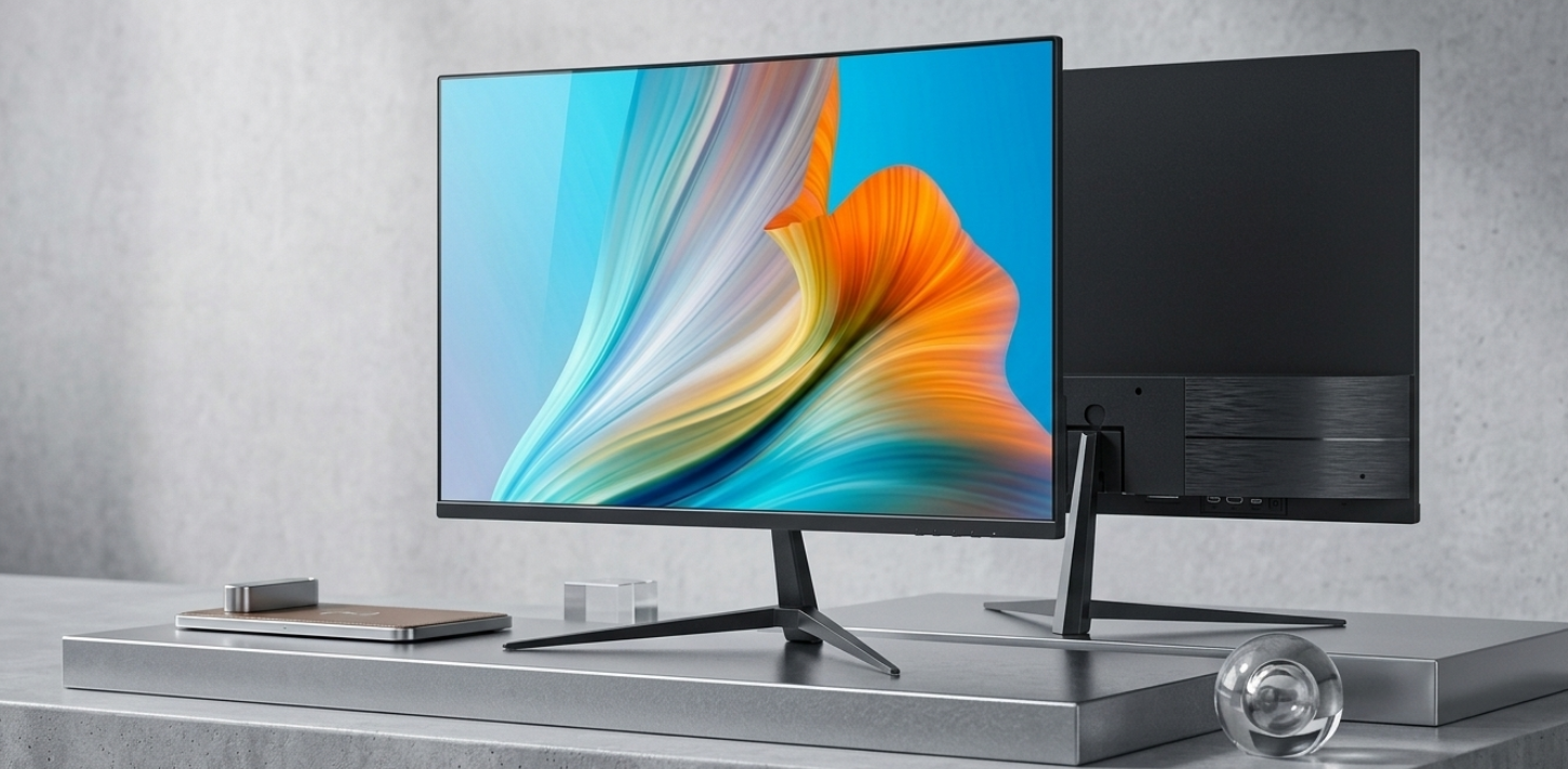 { New Arrival } Leaderhub 24 Inch Frameless Desktop Monitor 1080P Full HD 75Hz Refresh Rate HDMI VGA Ports Office & Gaming Screen