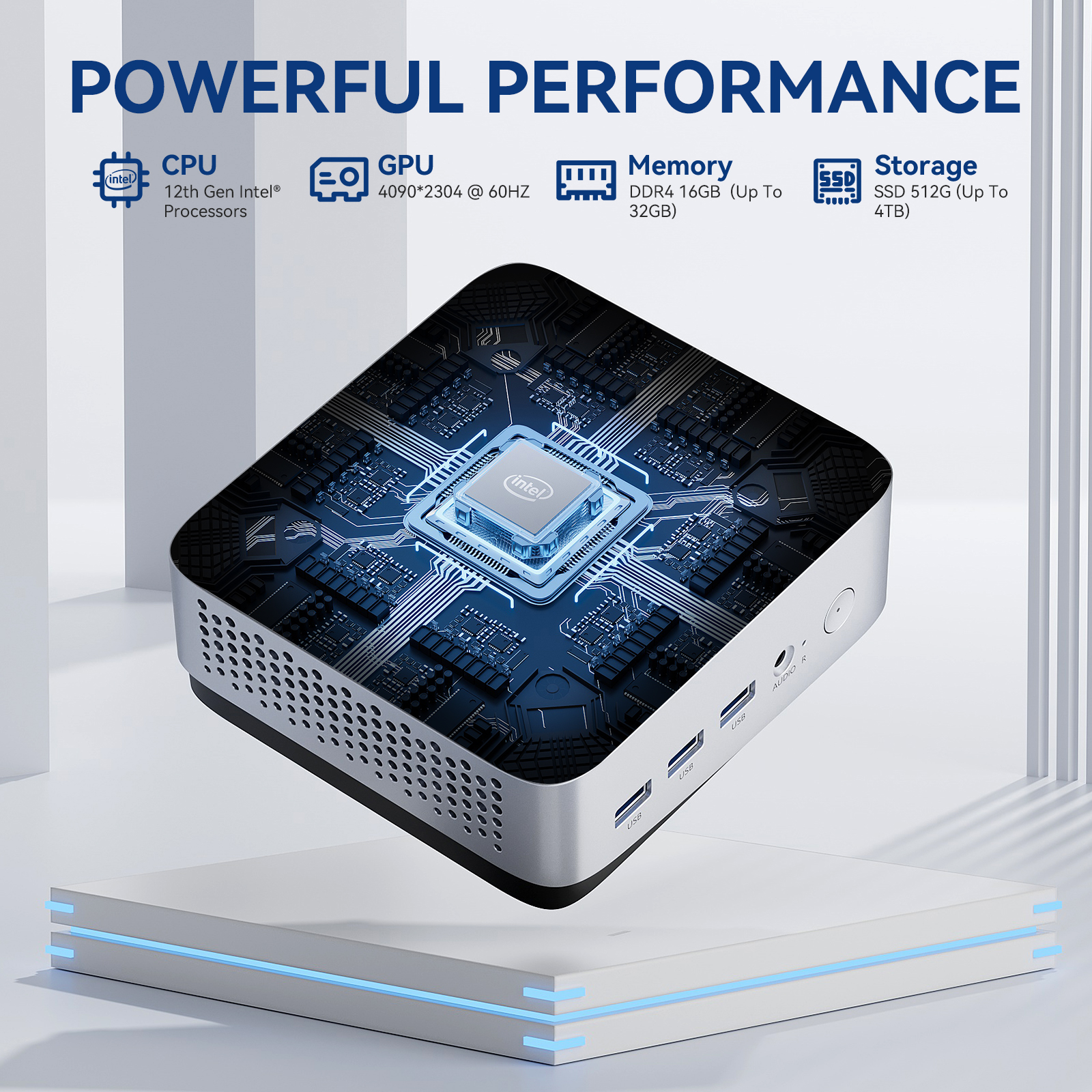 Leaderhub LP5C Mini PC i5-12450HX 16GB DDR4*2 +512GB M.2 NVMe SSD Mini Computers USB 3.2 WiFi 6 BT5.2 RJ45 2.5G 4K Triple Display Desktop PC