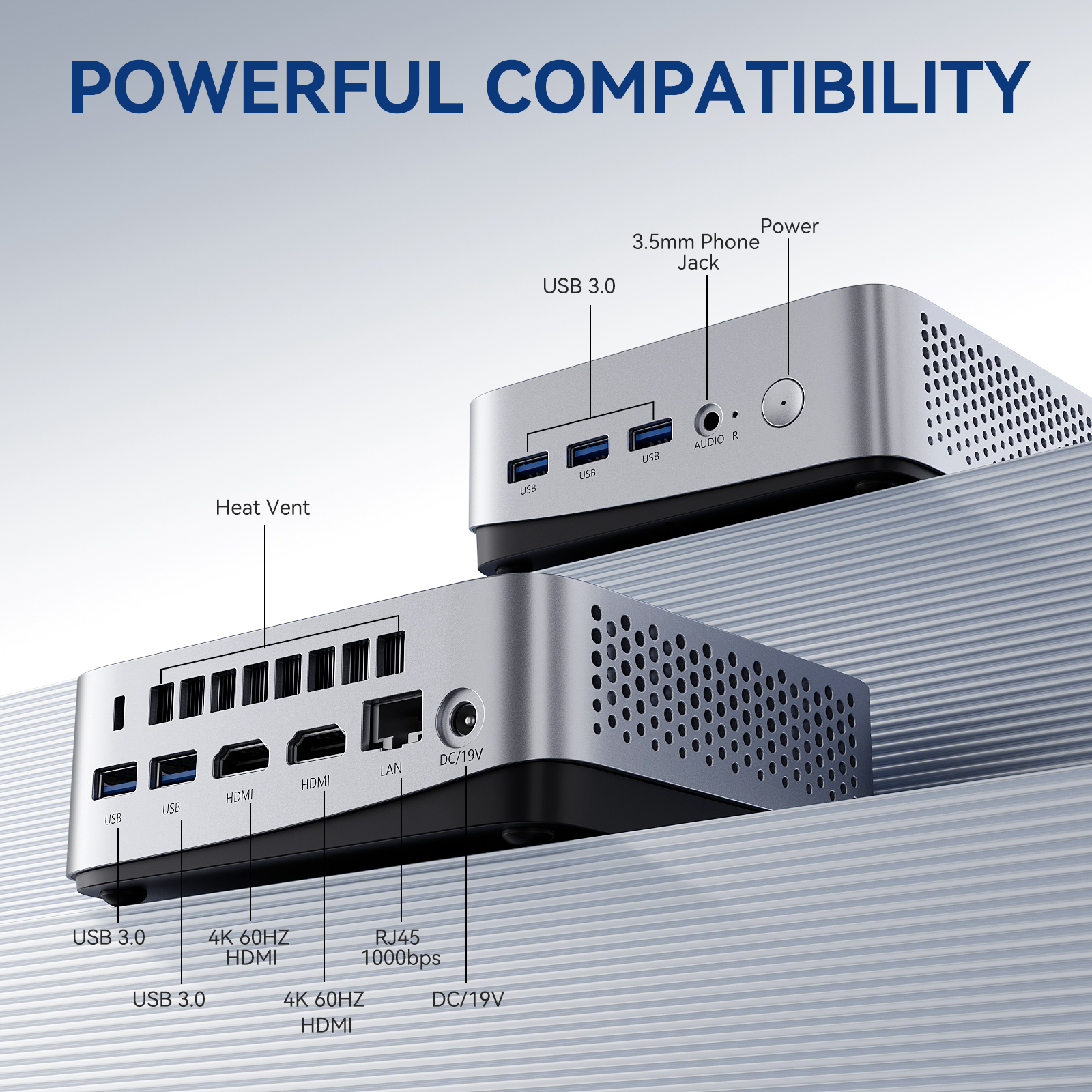 Leaderhub LP5C Mini PC i5-12450HX 16GB DDR4*2 +512GB M.2 NVMe SSD Mini Computers USB 3.2 WiFi 6 BT5.2 RJ45 2.5G 4K Triple Display Desktop PC