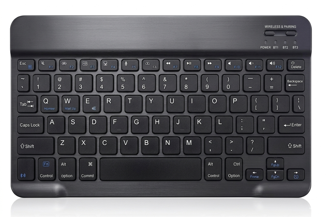 LeaderHub KMax Universal Ultra-Slim Wireless Bluetooth Keyboard - Rechargeable Mini Portable Keyboard for Tablets, Compatible with S18 S19 S20 S21, Android, iOS & Windows (Black)
