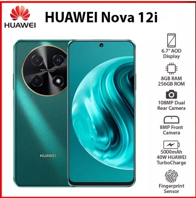 [Special Offer] Huawei Nova 12i Smartphone – 6.7" FHD+ 90Hz Display, 8GB RAM + 256GB ROM 108MP AI Dual Camera, , 5000mAh Battery, 40W SuperCharge Turbo, EMUI 14, Side Fingerprint – 4G LTE