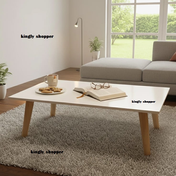 SHEE NORDIC RECTANGULAR  BIGGG !!!!!! (60 CM) KINGLY ROUND TABLE (UNNASEMBLED)♦️ big size ♦️wooden ♦️(Unassembled)- White ♦️ Coffee Tables ♦️48x100x45