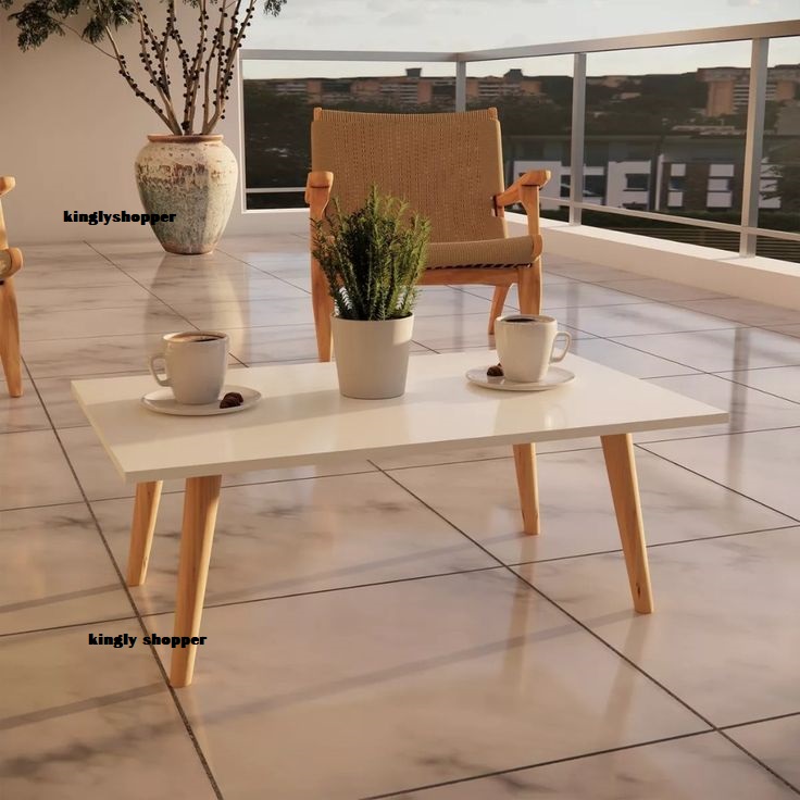 SHEE NORDIC RECTANGULAR  BIGGG !!!!!! (60 CM) KINGLY ROUND TABLE (UNNASEMBLED)♦️ big size ♦️wooden ♦️(Unassembled)- White ♦️ Coffee Tables ♦️48x100x45